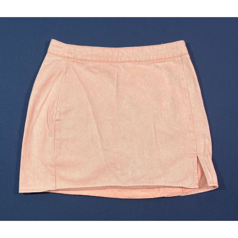 Lelis Collection Women’s Small Peach Denim Mini Skirt Side Slit Y2K